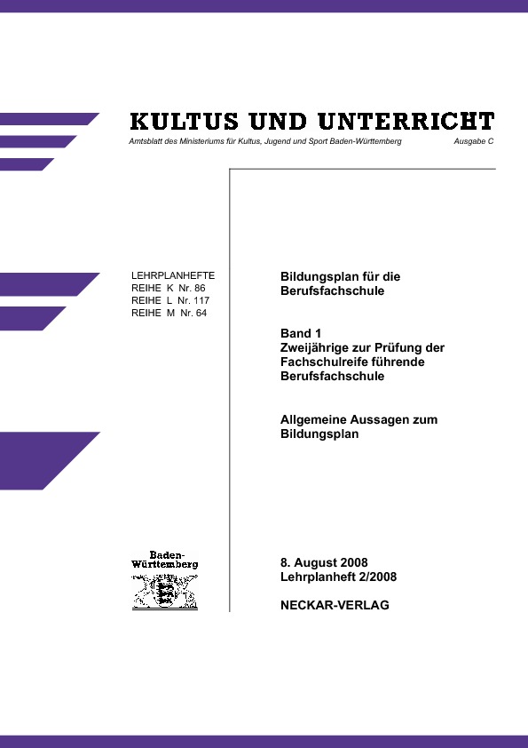 LPH 2/2008 - Allgemeine Aussagen zum Bildungsplan