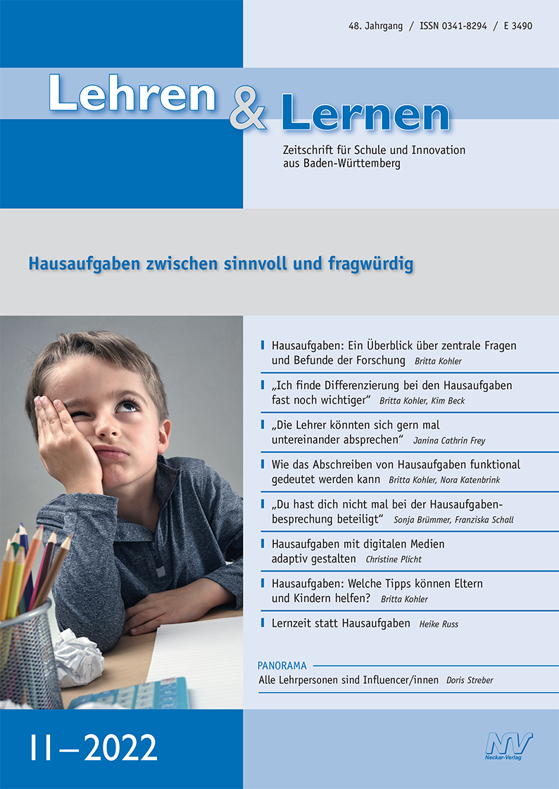 Lehren & Lernen 11-2022 Hausaufgaben zwischen sinnvoll und fragwürdig